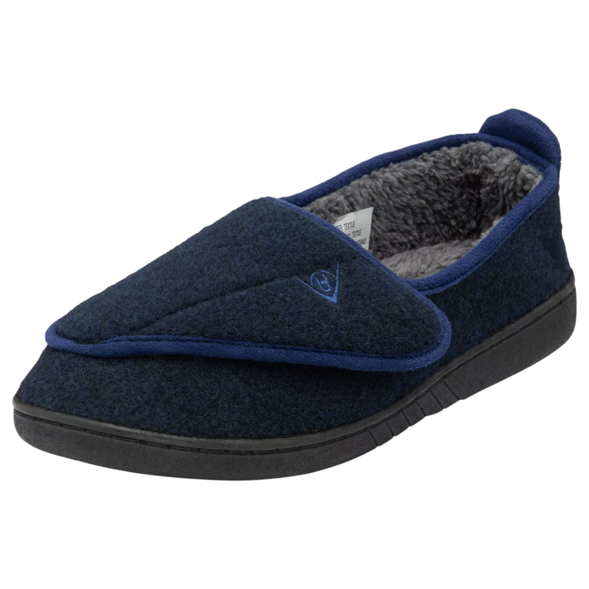 Dunlop men’s orthopaedic slippers with touch fastening and memory foam insole in navy